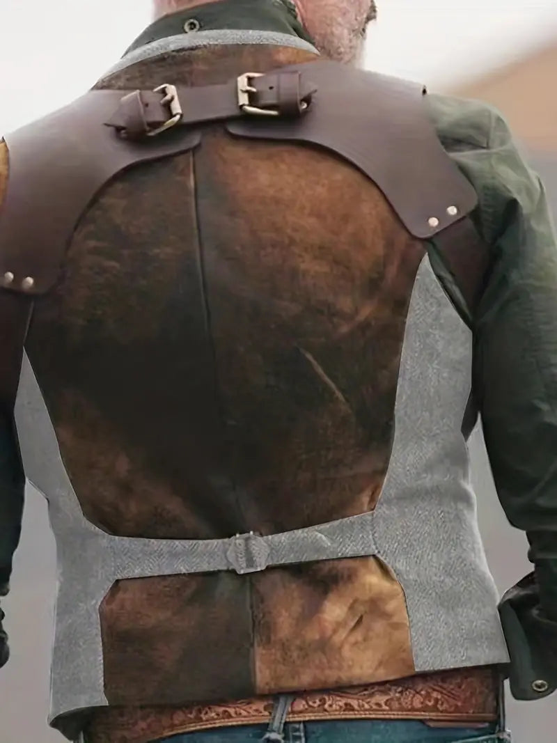 Men's vintage V-neck reversible vest 4