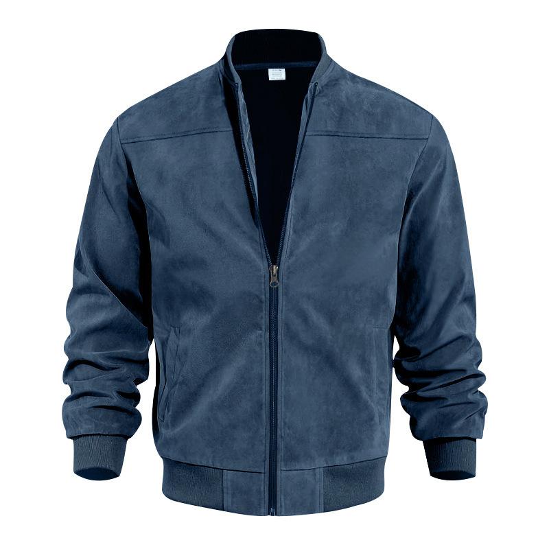 Men's vintage suede jacket with stand-up collar 3