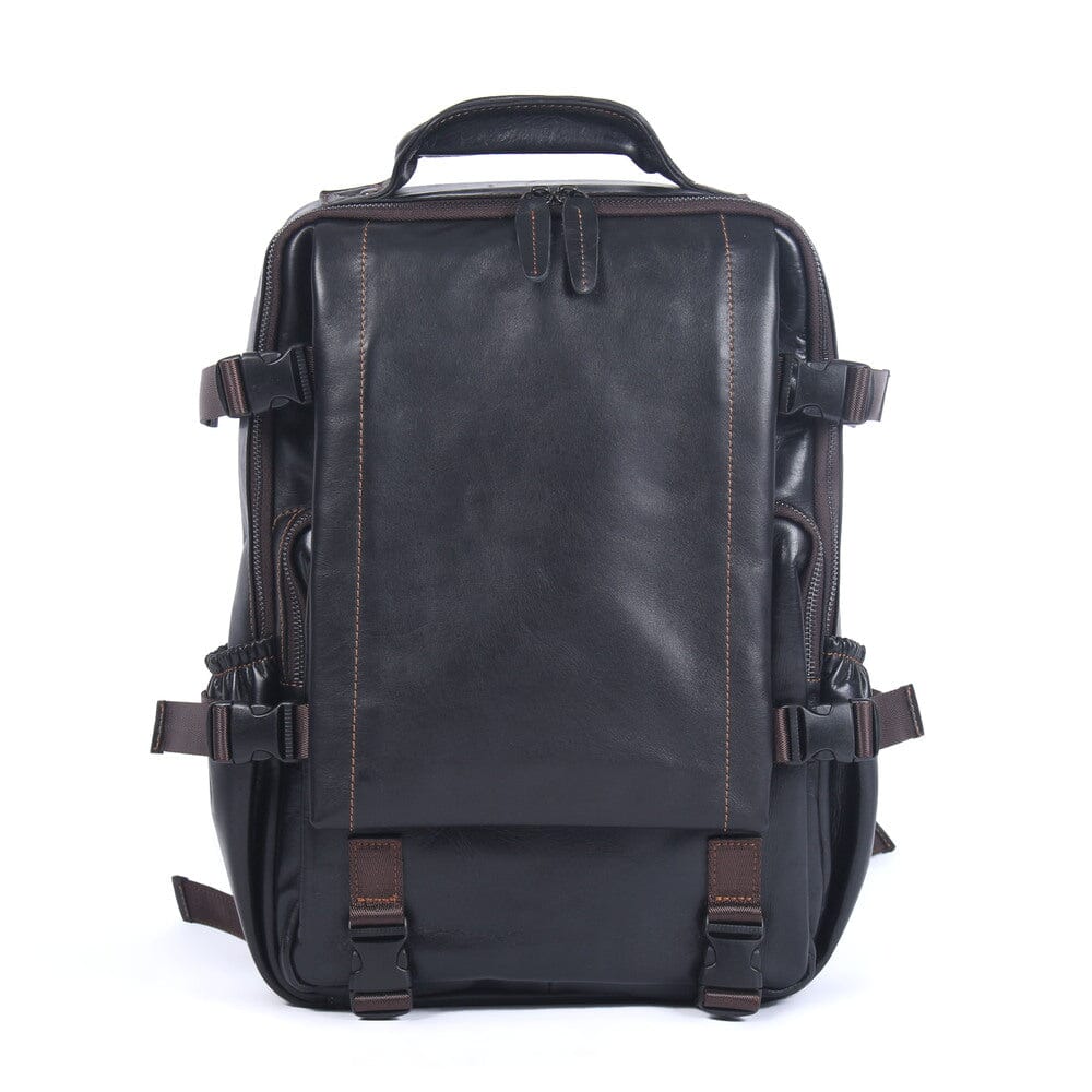 Mens Black Leather Backpack | ISAAC 0