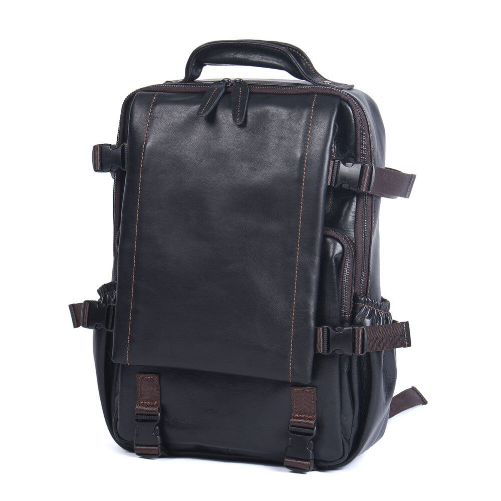 Mens Black Leather Backpack | ISAAC 1