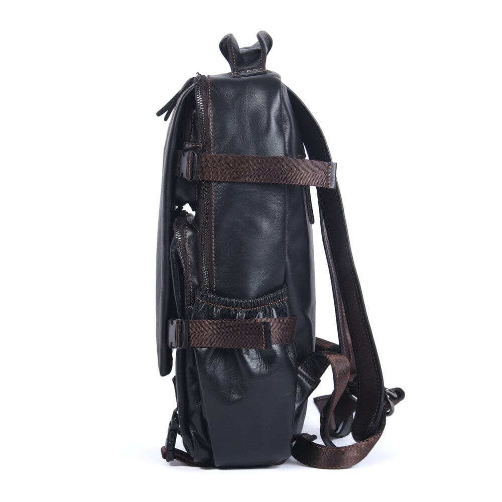 Mens Black Leather Backpack | ISAAC 2