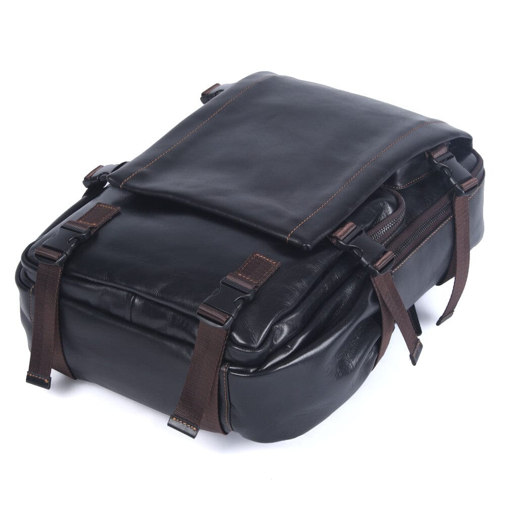 Mens Black Leather Backpack | ISAAC 4