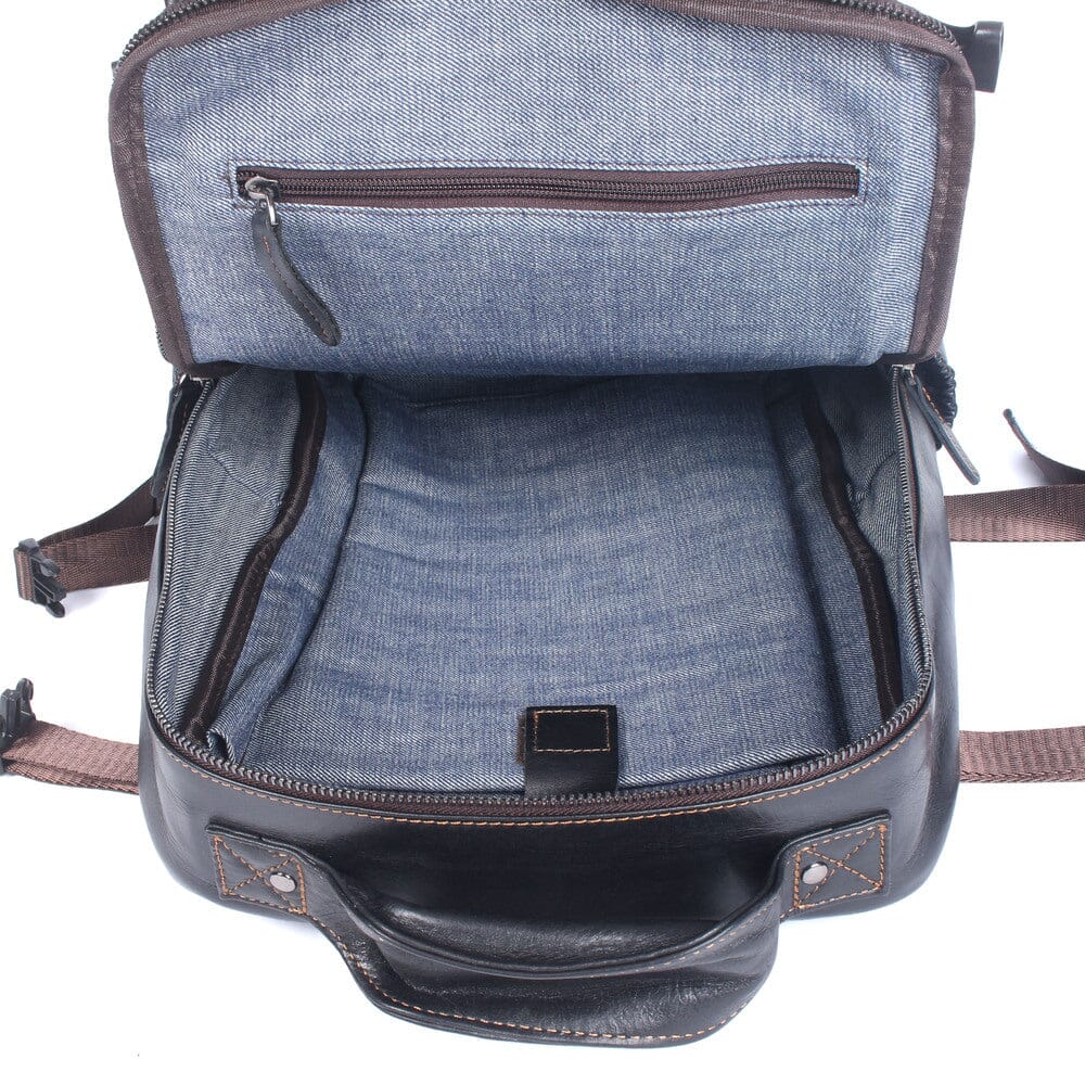 Mens Black Leather Backpack | ISAAC 7