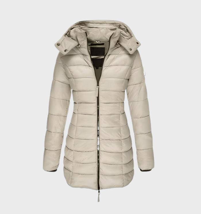 Mid-length jackets with hood and elegant quilted look for women 1