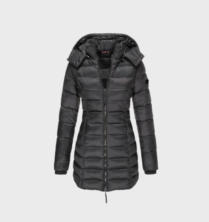 Mid-length jackets with hood and elegant quilted look for women 3