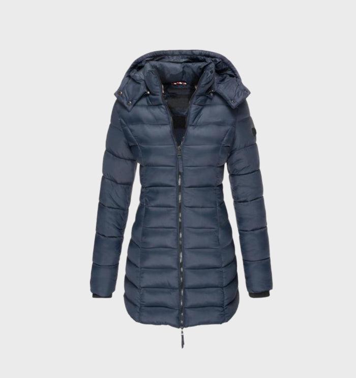 Mid-length jackets with hood and elegant quilted look for women 4