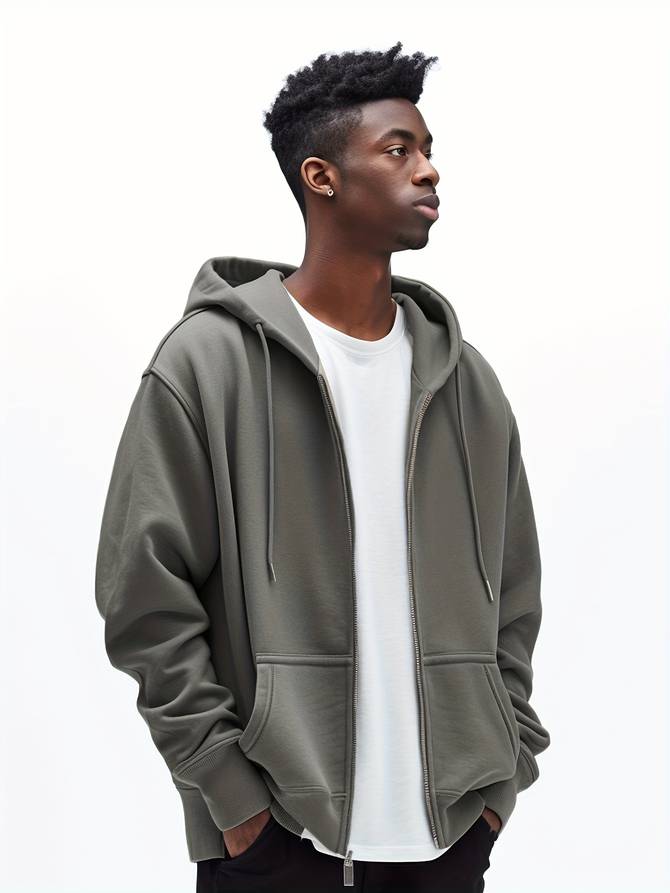 Oversized Zip-Up Cardigan for Men - Capi 1