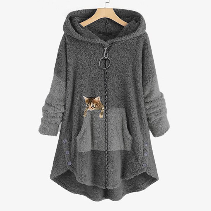 Plush teddy-style jackets in cute cat shape for women 0