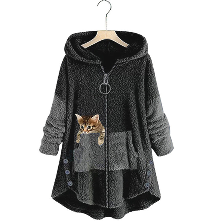 Plush teddy-style jackets in cute cat shape for women 2
