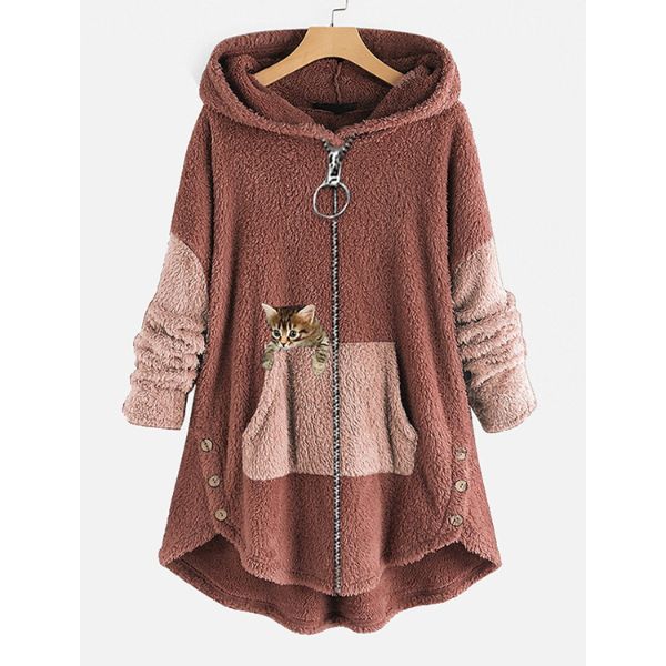 Plush teddy-style jackets in cute cat shape for women 3