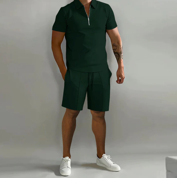 Polo shirt with zipper and shorts with a cord for men 6