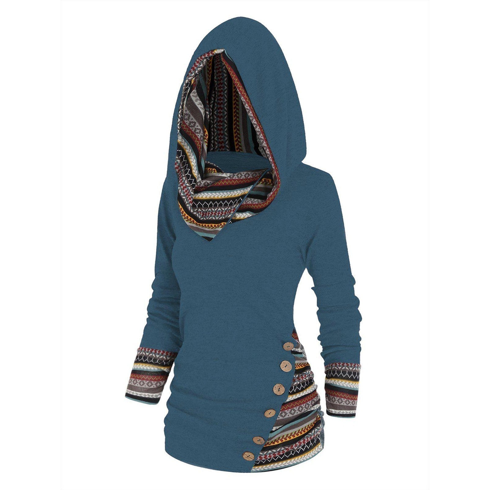 Relaxed hoodie with tribal pattern 1