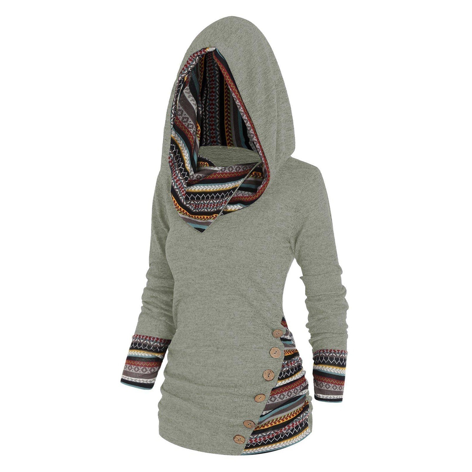 Relaxed hoodie with tribal pattern 2