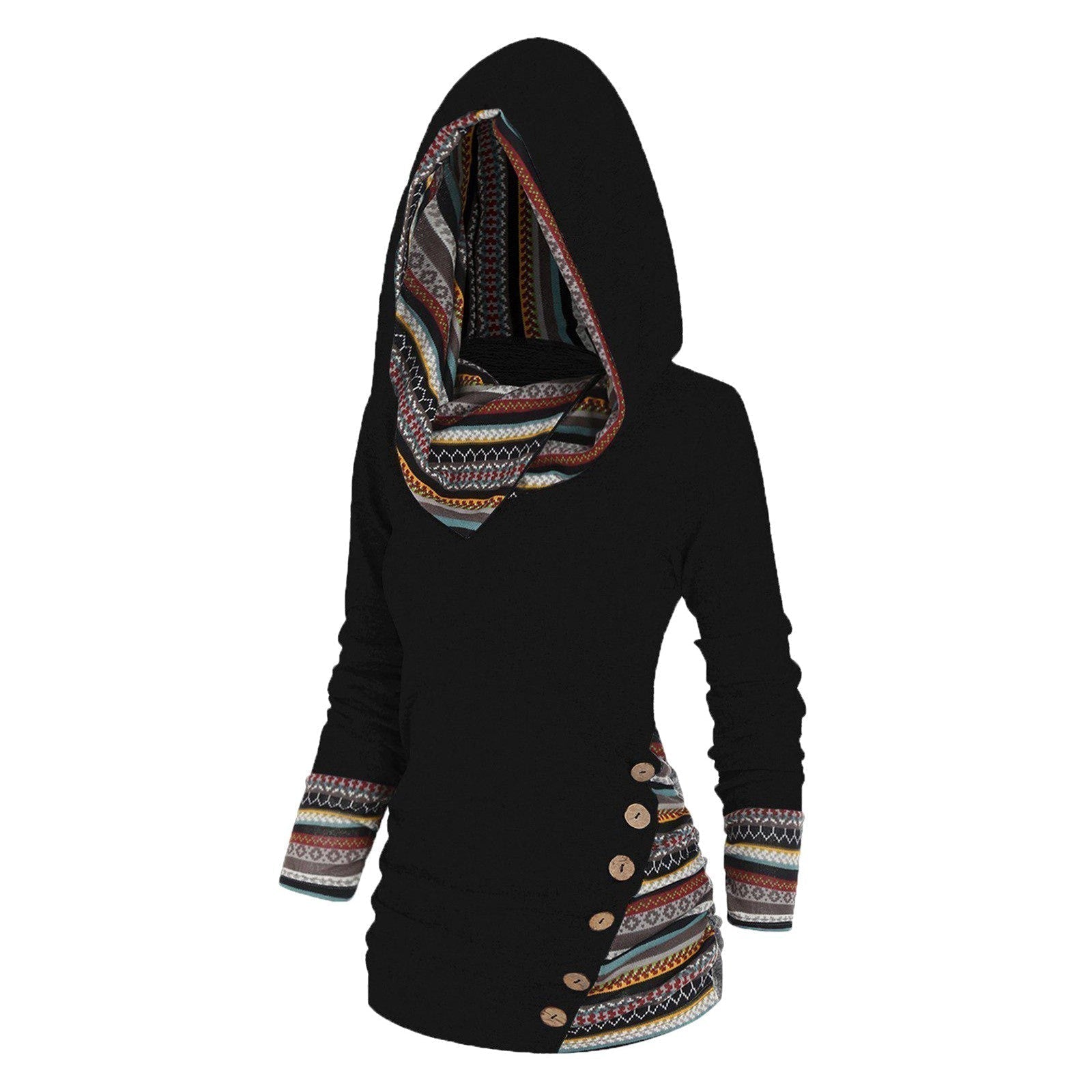 Relaxed hoodie with tribal pattern 3