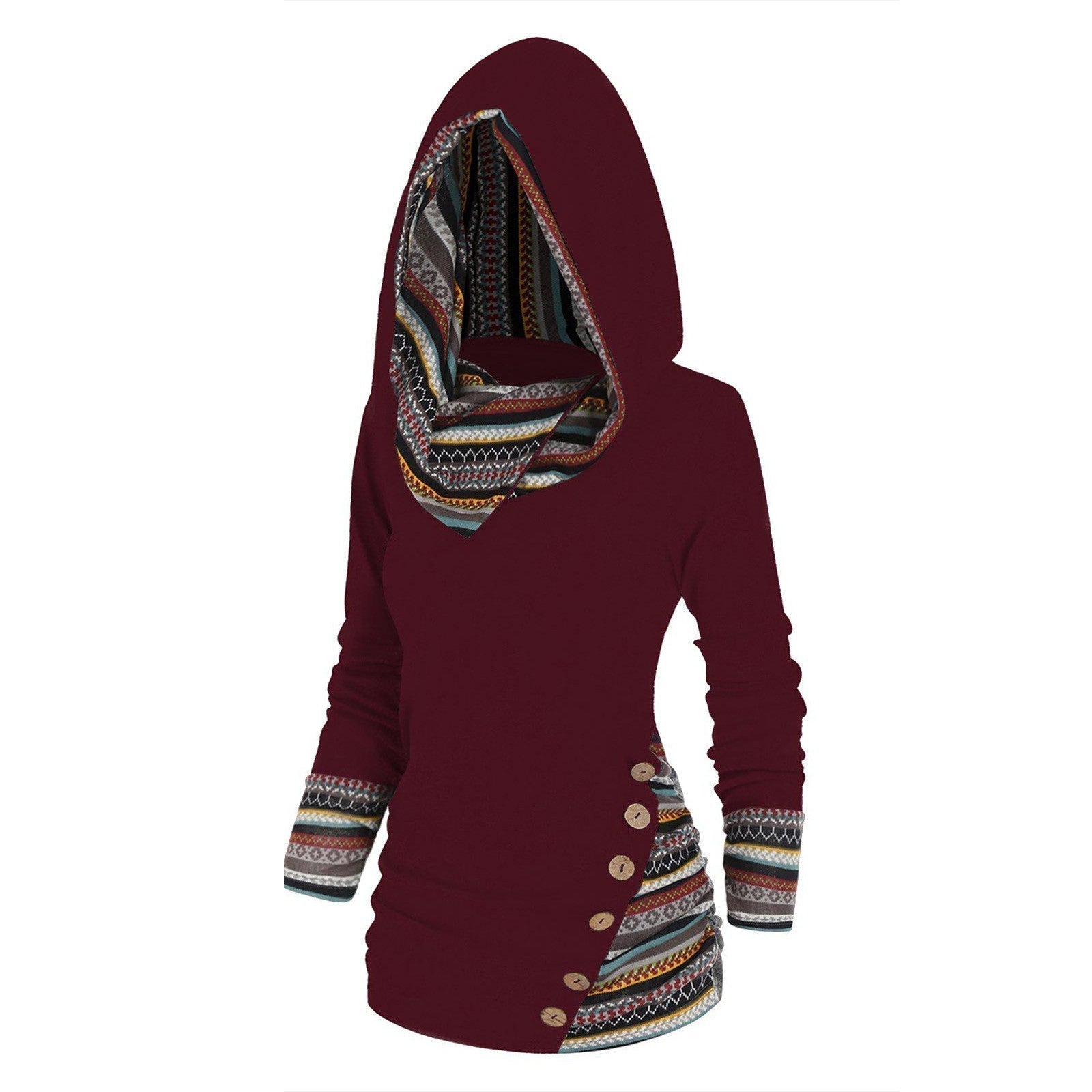 Relaxed hoodie with tribal pattern 4