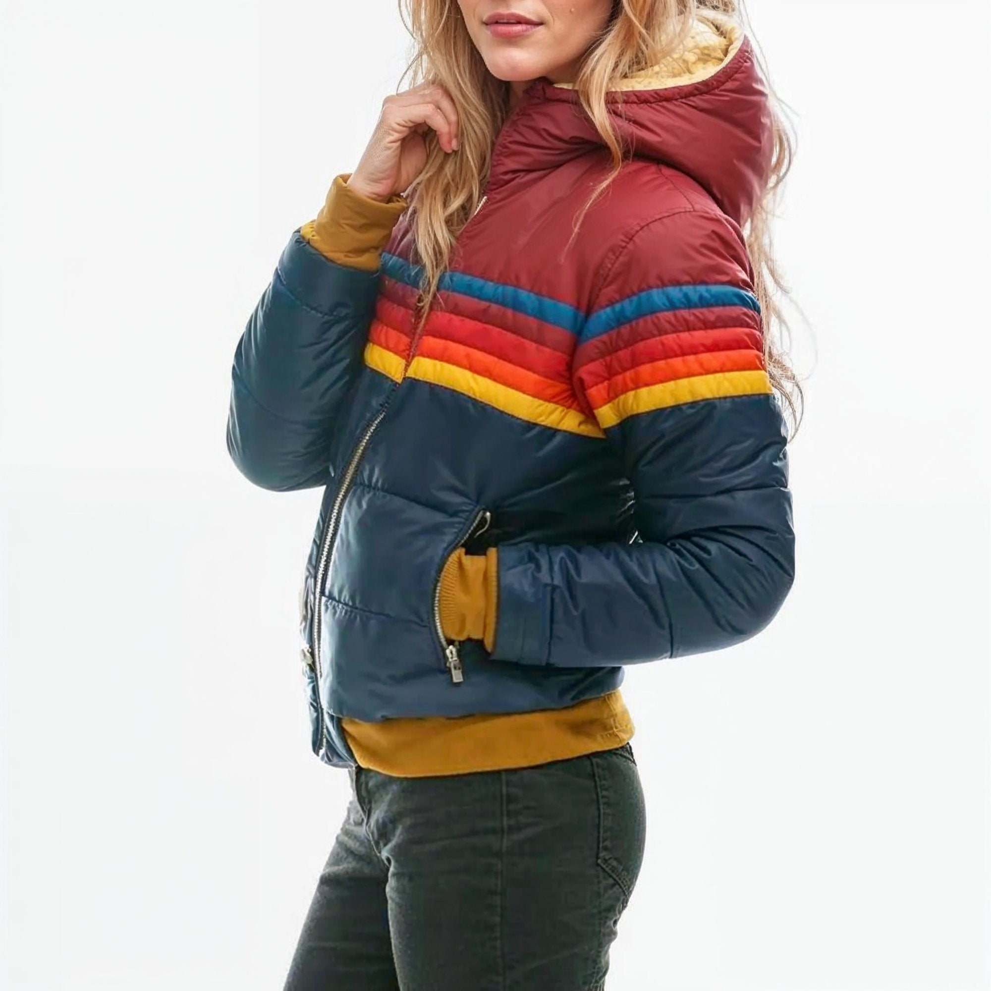 Retro Colourblock Puffer Jacket | Lightweight Insulation | Vintage Style | Fall & Spring Layering 1
