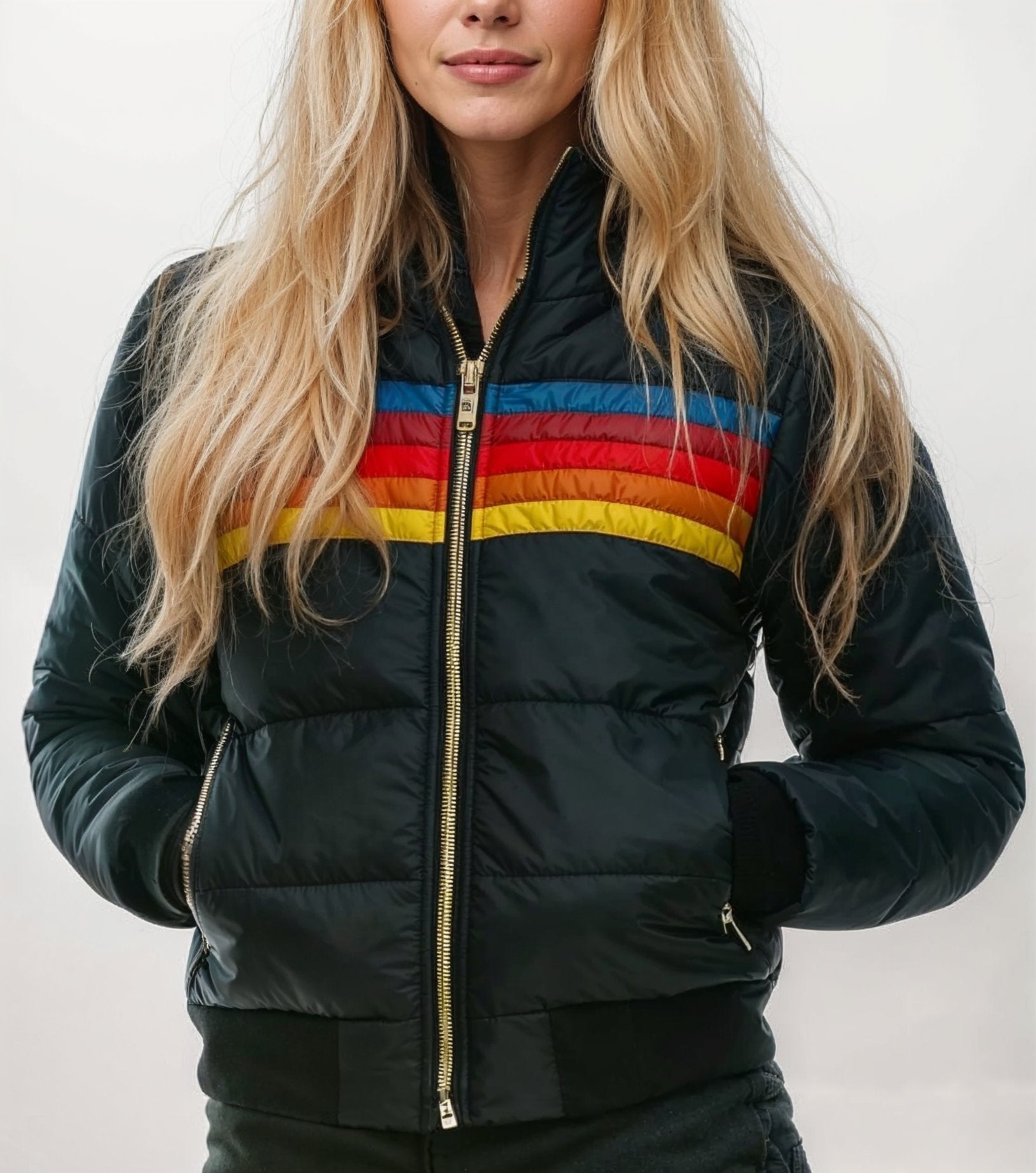 Retro Colourblock Puffer Jacket | Lightweight Insulation | Vintage Style | Fall & Spring Layering 3