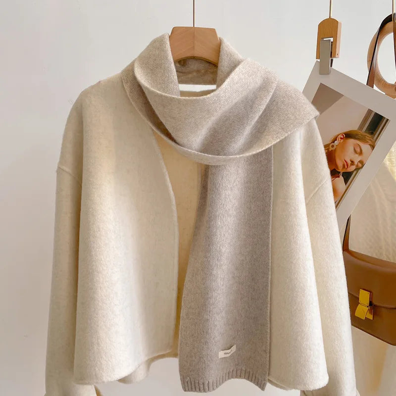 Scarf for women made of wool and polyester, plain, warm and versatile for autumn and winter 2