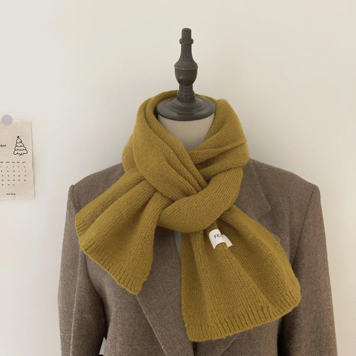 Scarf for women made of wool and polyester, plain, warm and versatile for autumn and winter 5