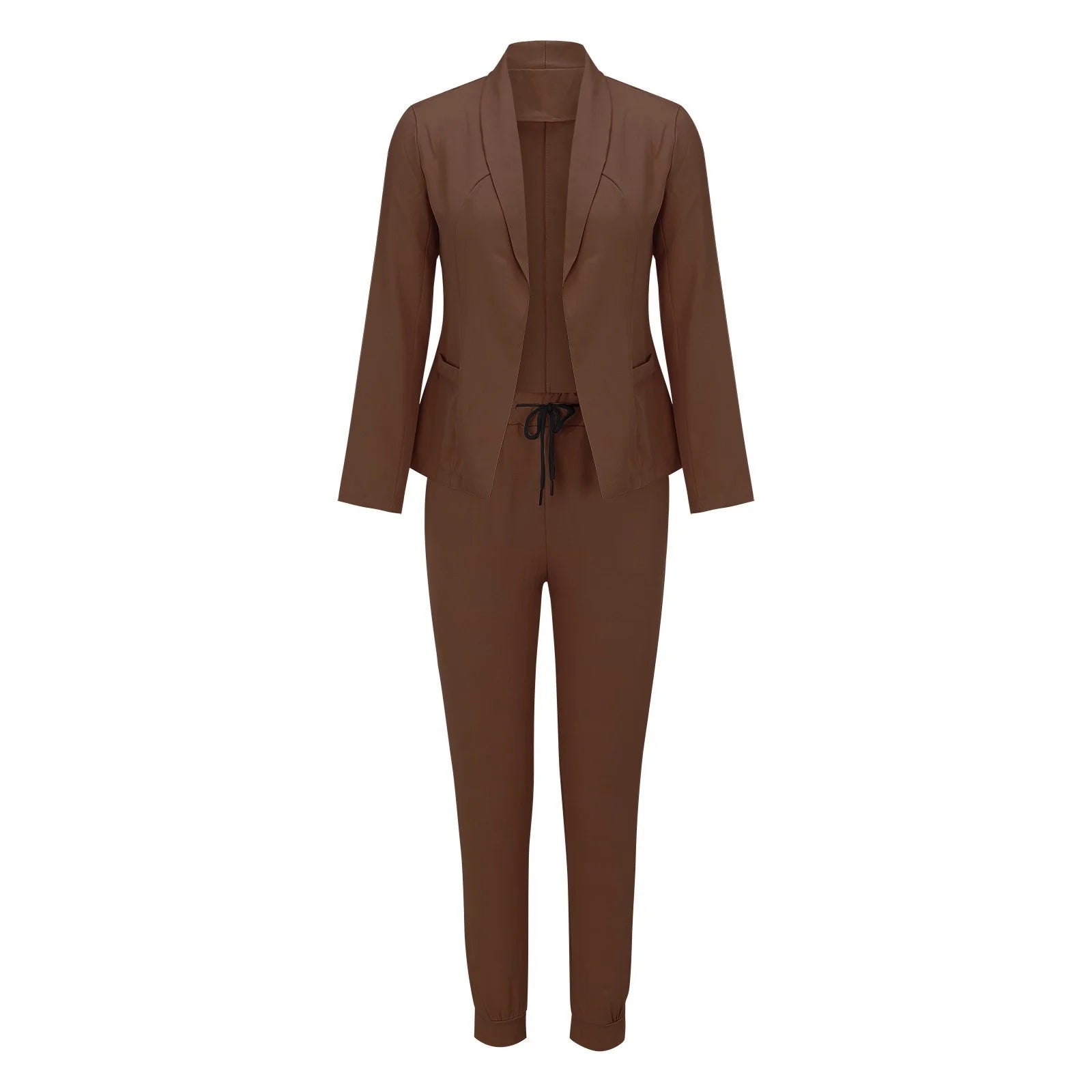 Sets Women's One-Piece Suit Elegant With Tie Belt Long Sleeve 2