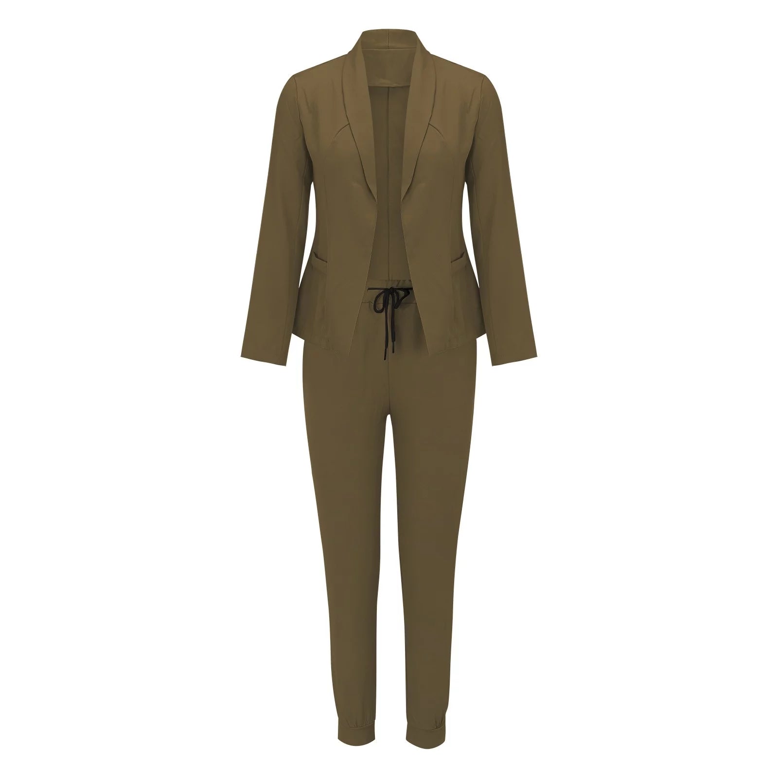 Sets Women's One-Piece Suit Elegant With Tie Belt Long Sleeve 5