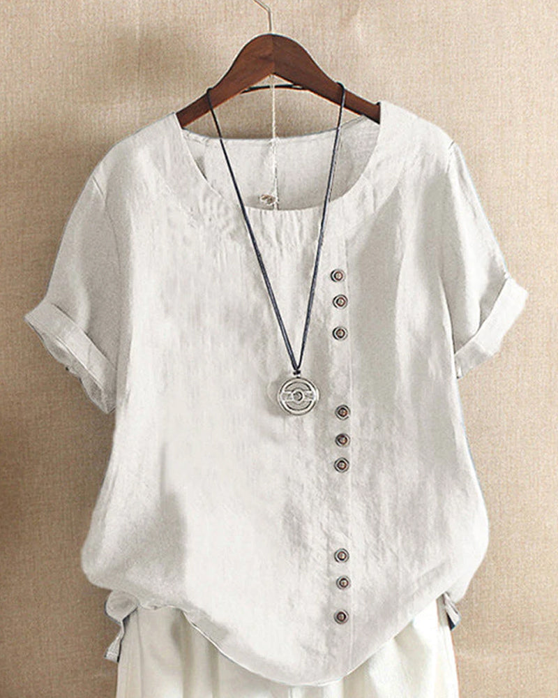 Short-sleeved summer blouse for women | Round neck 4