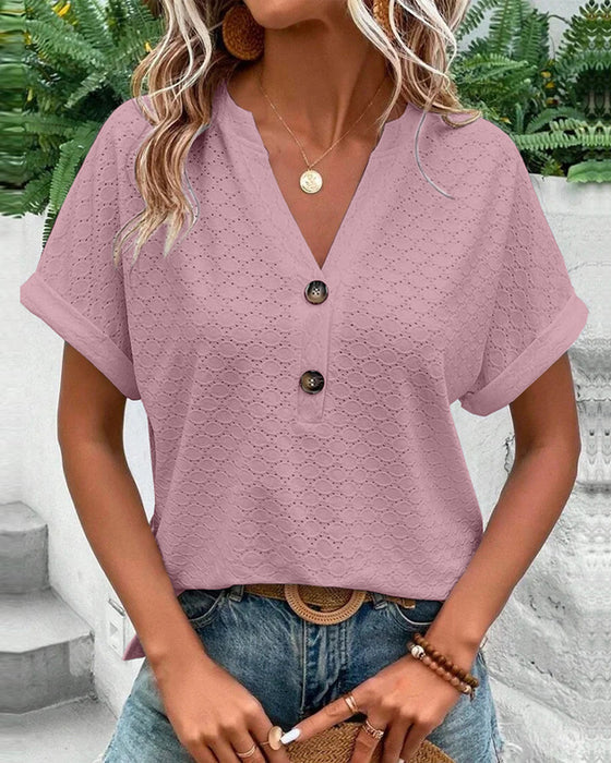 Short Sleeve V Neck Top For Women | Casual 1
