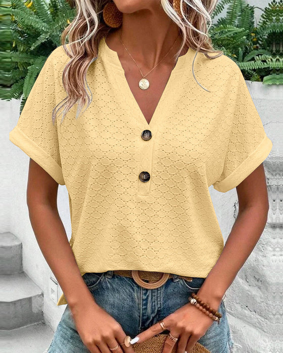 Short Sleeve V Neck Top For Women | Casual 4