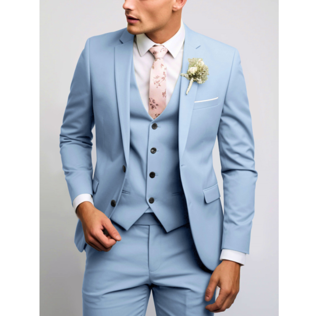 Slim Fit 3-Piece Wedding Guest Suit for Men | Formal 0