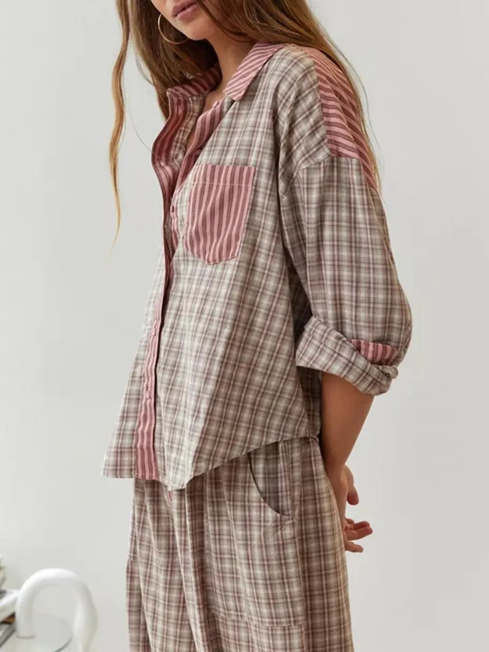 Striped Patchwork Pyjama Set | Soft Cotton Blend with Relaxed Fit 0