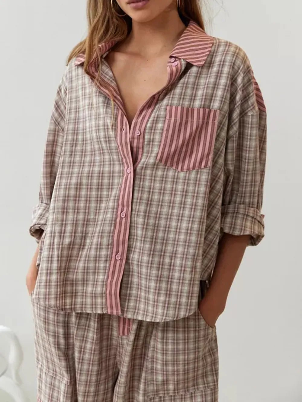 Striped Patchwork Pyjama Set | Soft Cotton Blend with Relaxed Fit 4