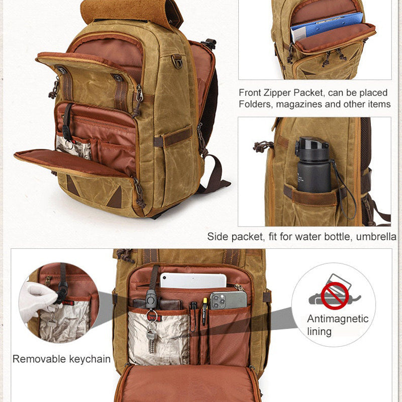 Waterproof Camera Bag Photography Canvas Backpack 5