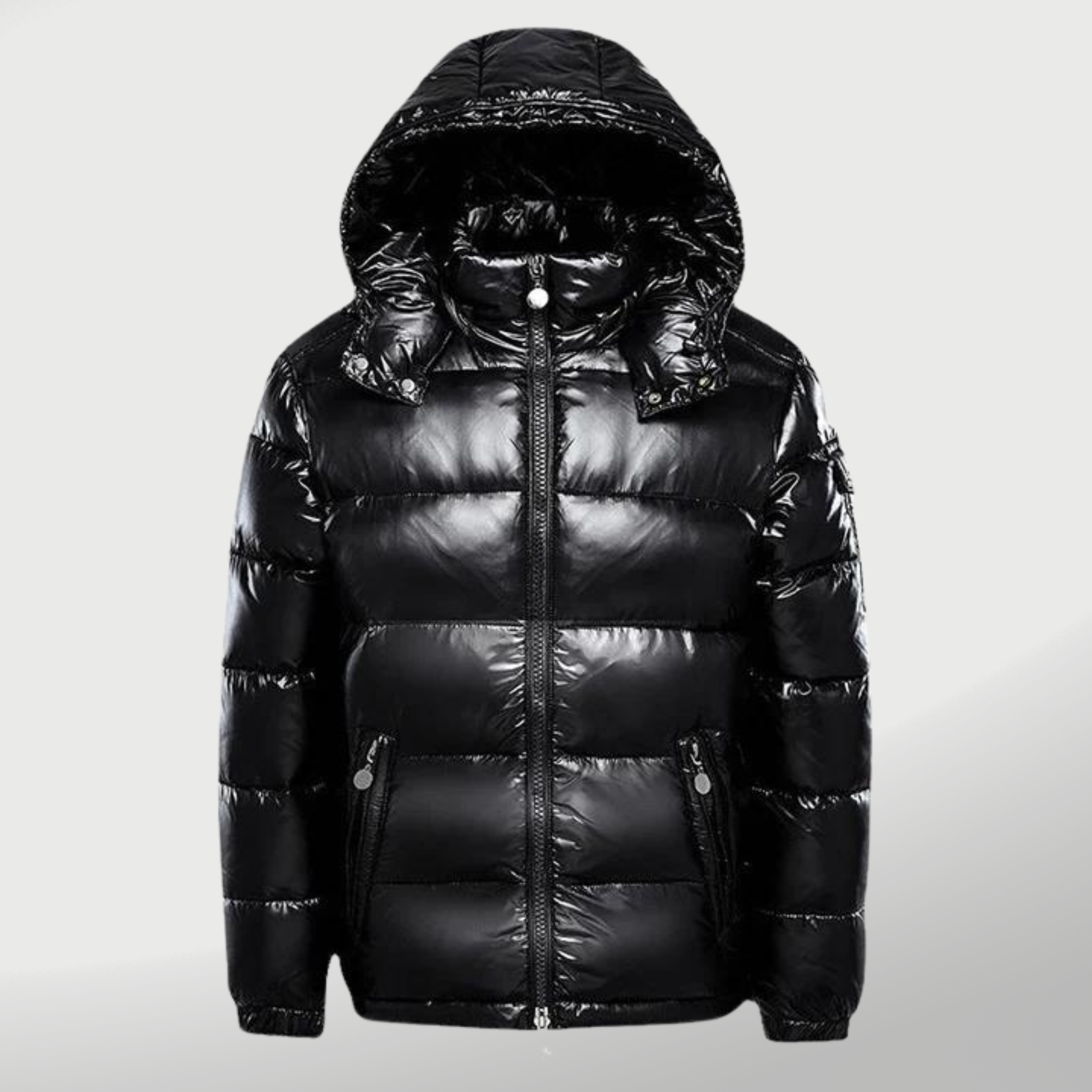 Winter jackets in stylish, shiny design with hood for women 0