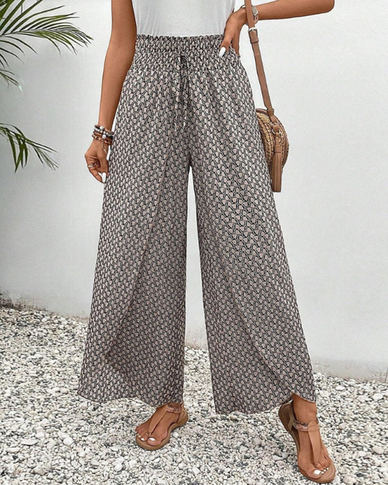 Women's High-Waisted Summer Pants | Geometric Print 0
