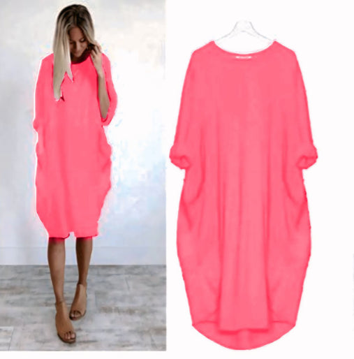Women's Loose Fit Round Neck Midi Summer Dress 10