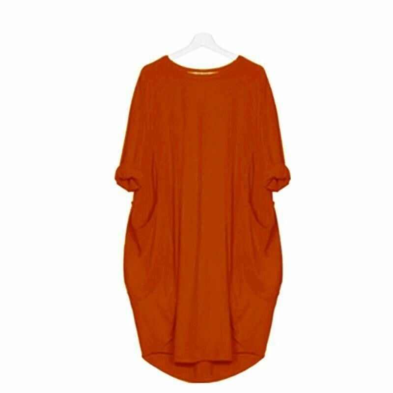 Women's Loose Fit Round Neck Midi Summer Dress 9