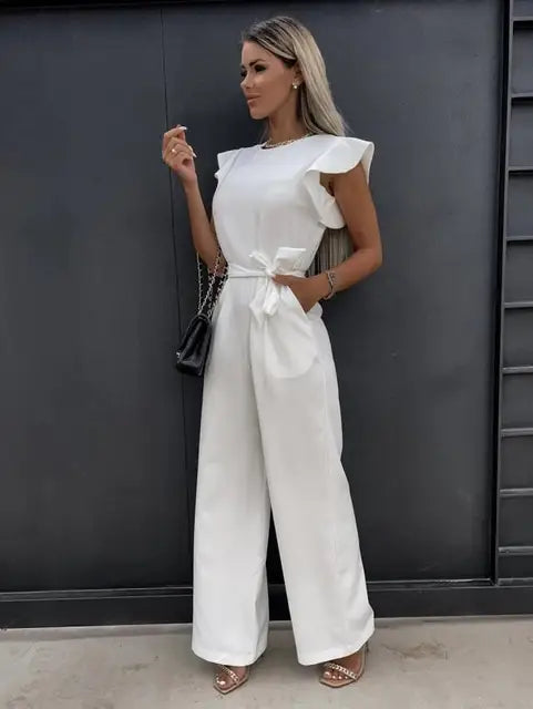 Women's Ruffle Sleeve Wide Leg Jumpsuit 4