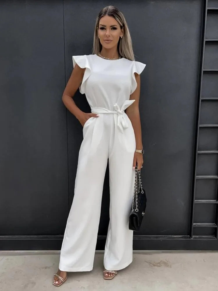 Women's Ruffle Sleeve Wide Leg Jumpsuit 8