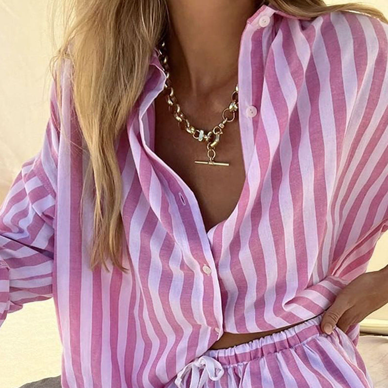 Women’s Two-Piece Set – Lightweight Button-Up Top & Relaxed Fit Shorts – Casual Wear 3