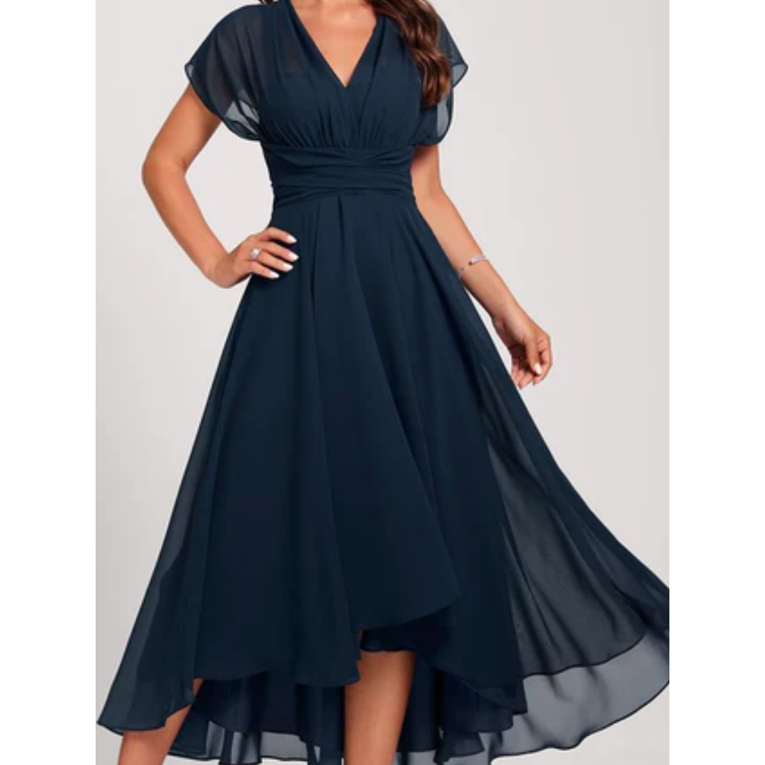 Women's V-Neck Flared Formal Dress | Midi 2