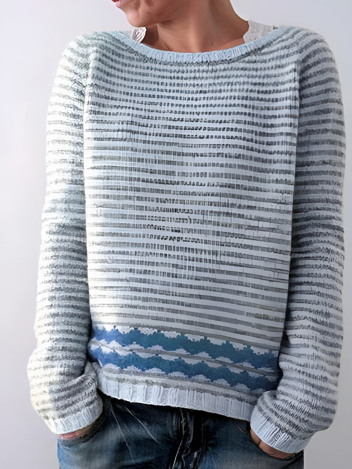 Women's sweater with striped pattern 1