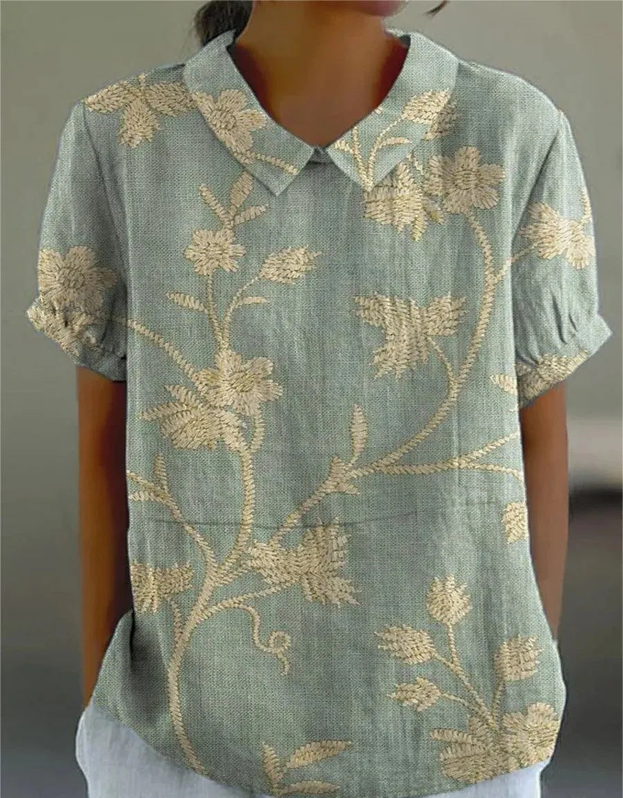 Women's vintage flower pattern blouse | Casual 0