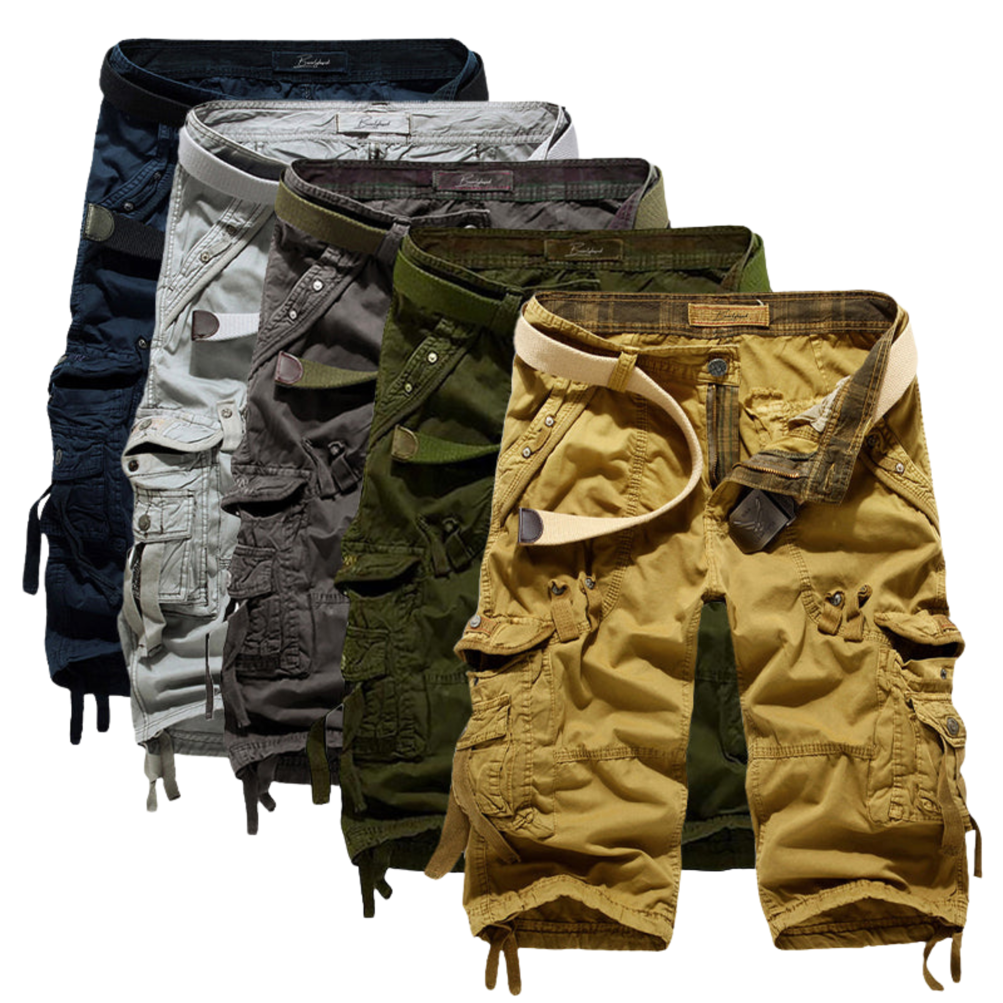 Men’s Cargo Shorts | Belted Knee-Length Fit with Multiple Pockets