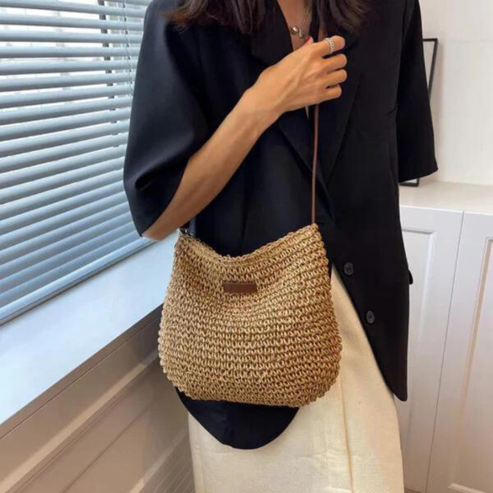 Women's Black Crossbody Bag | Chic Woven Design-6