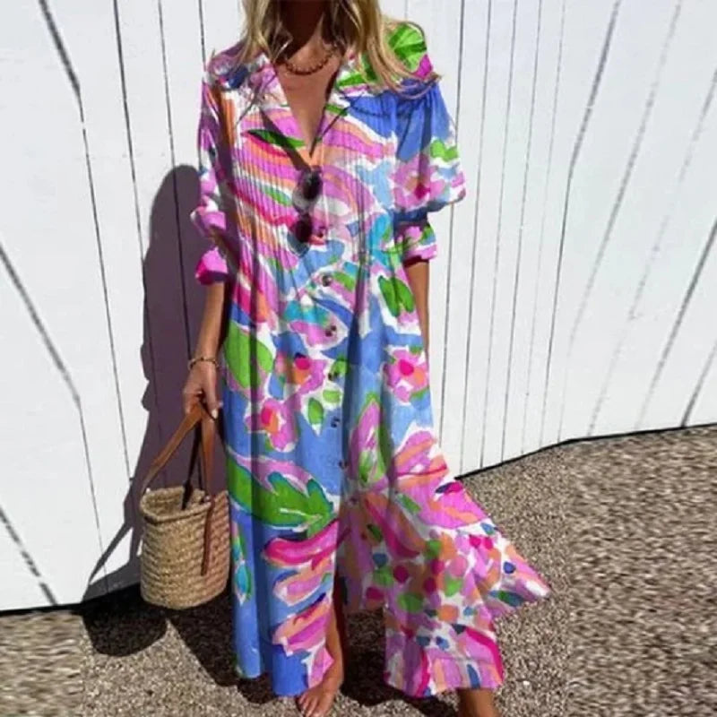 Boho Maxi Dress With V Neck For Women 2