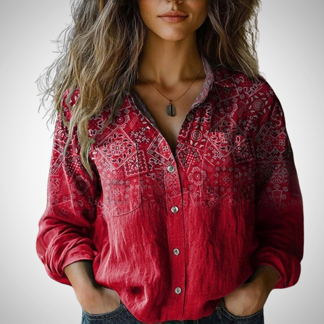 Chiara Printed Vintage Blouse for Women 0