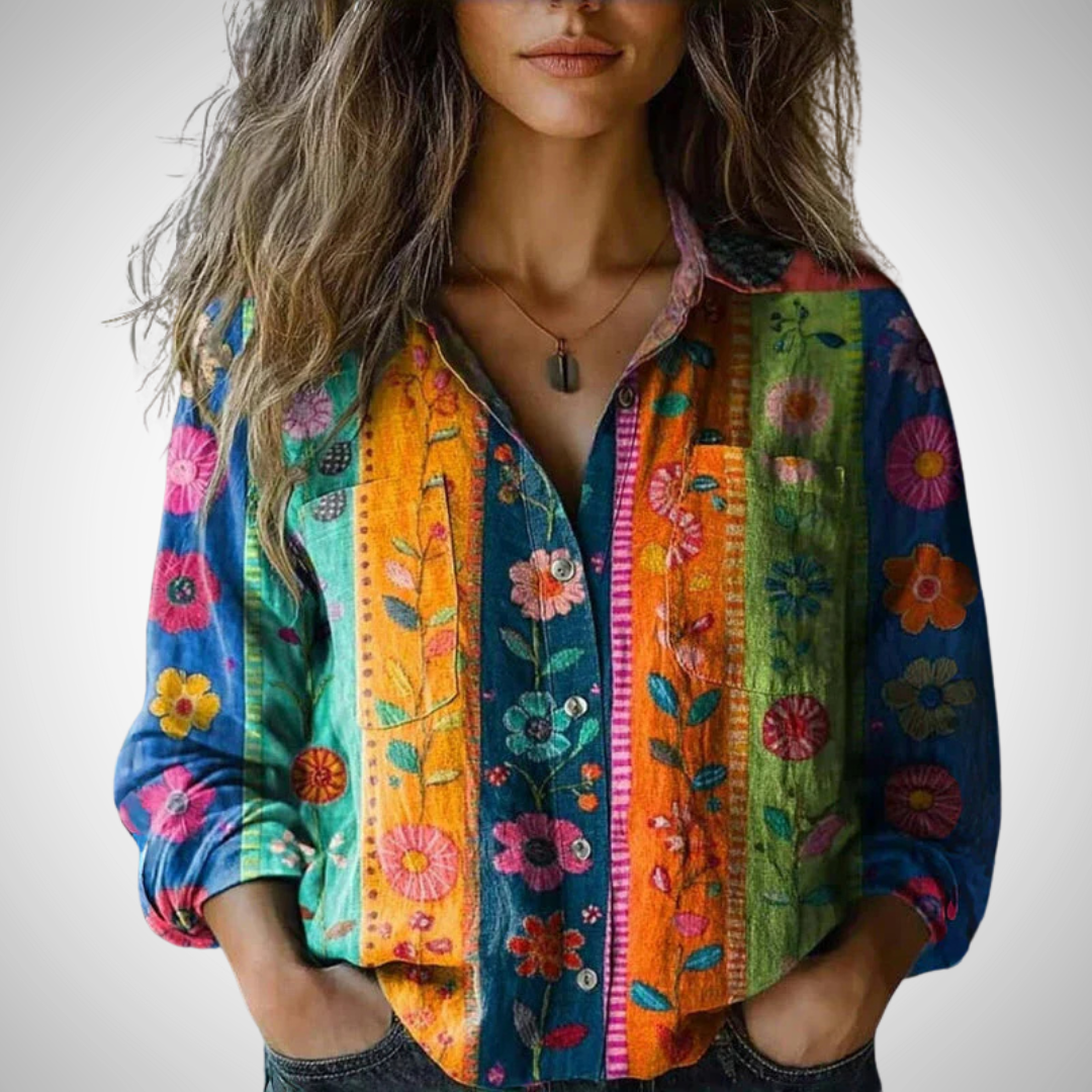 Chiara Printed Vintage Blouse for Women 3