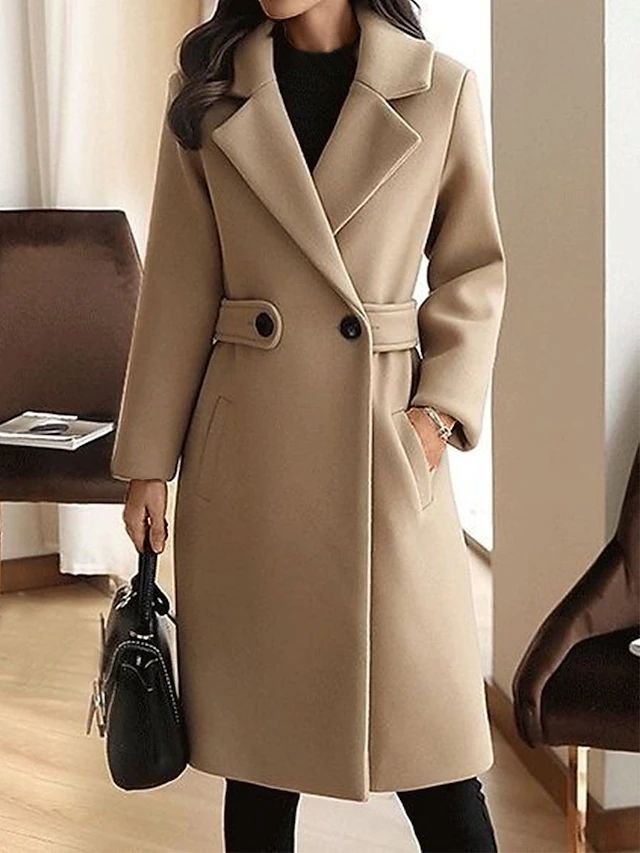 Classic Long Wool-Blend Coat | Elegant Tailored Fit | Winter-Ready | Office to Evening Wear 1