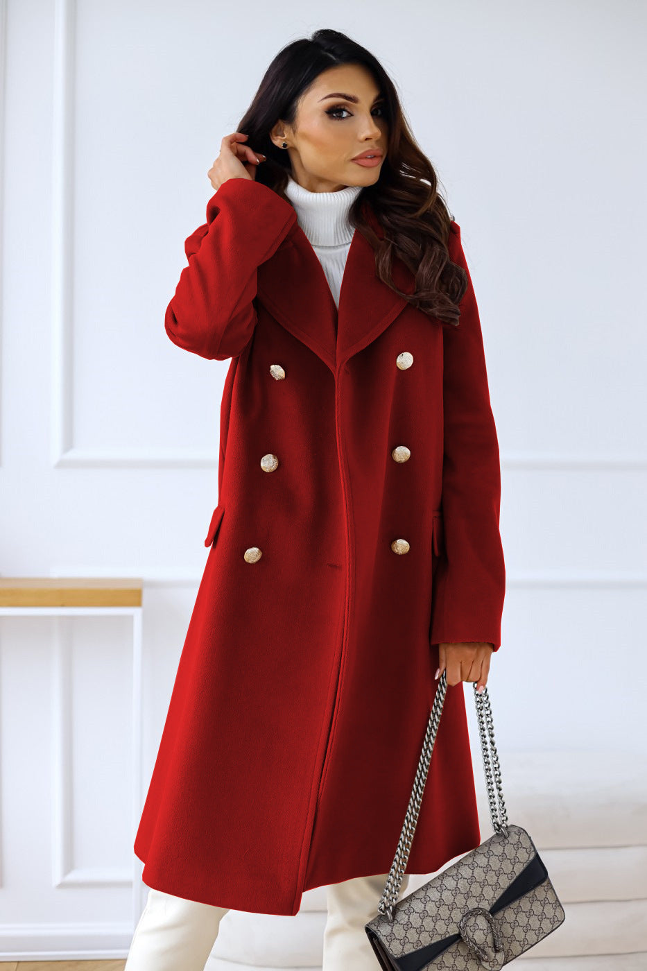 Double-breasted coat for women 9