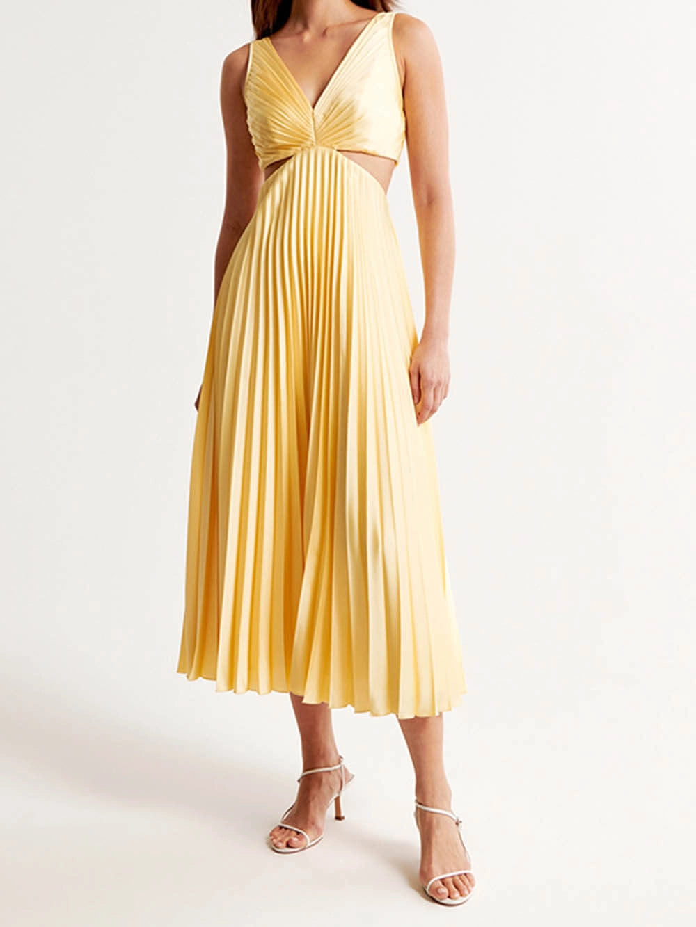 Elegant pleated blind evening dress for women | Midi 1